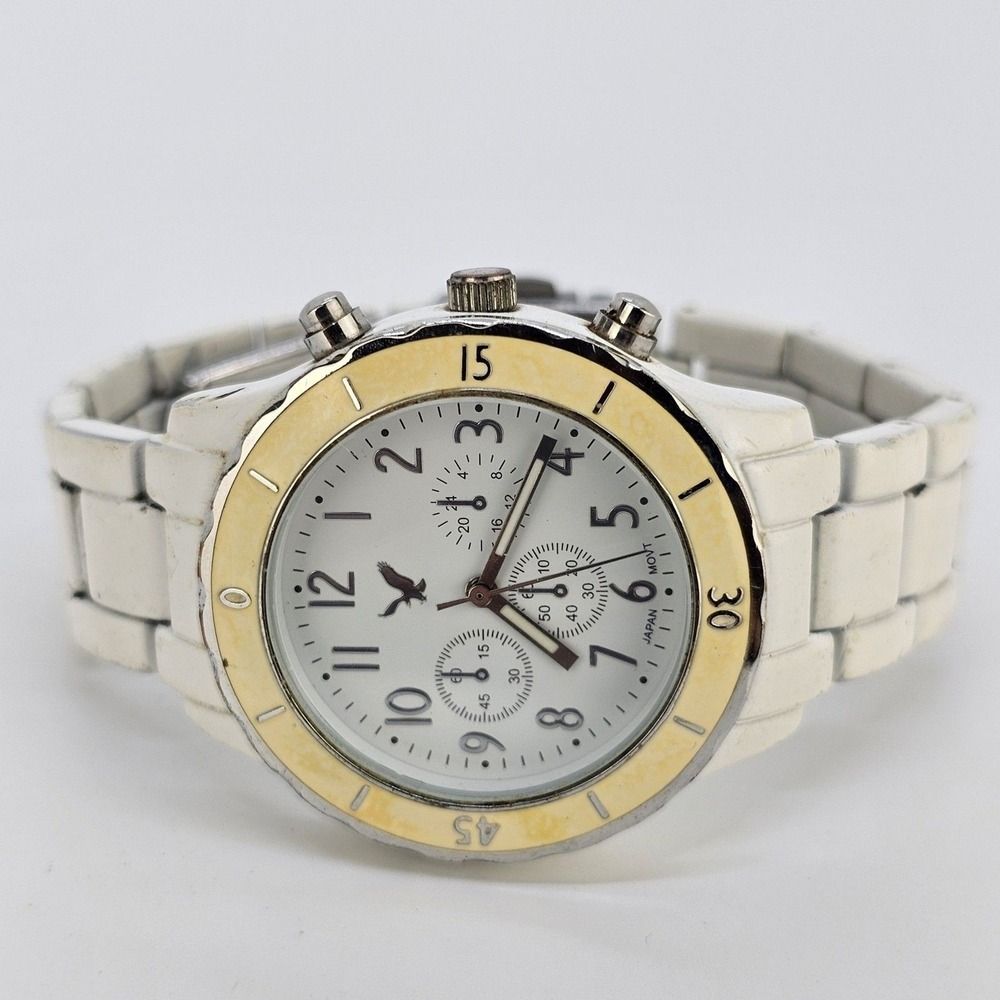 American Eagle Women's Watch 38MM White Dial White Bands 6" New Battery